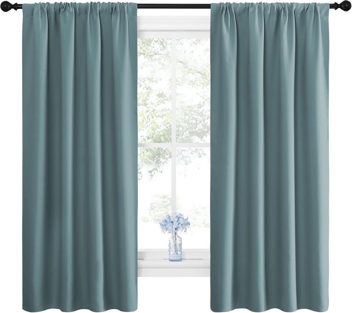 63"L x 42"W polyester curtains in Greyish Blue, alternate view 2