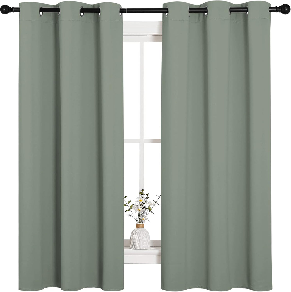 63"L x 42"W polyester curtains in Greyish Green