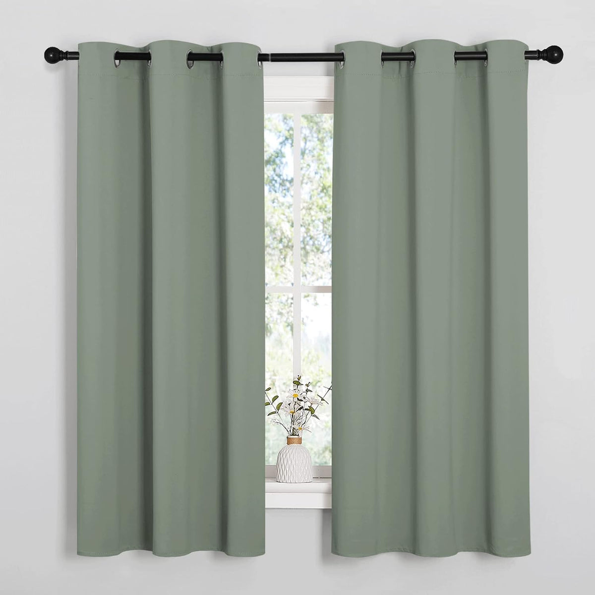 63"L x 42"W polyester curtains in Greyish Green, alternate view 2