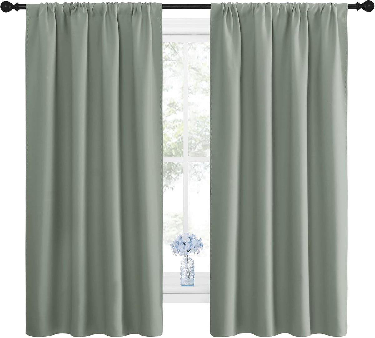 63"L x 42"W polyester curtains in Greyish Green, alternate view 2