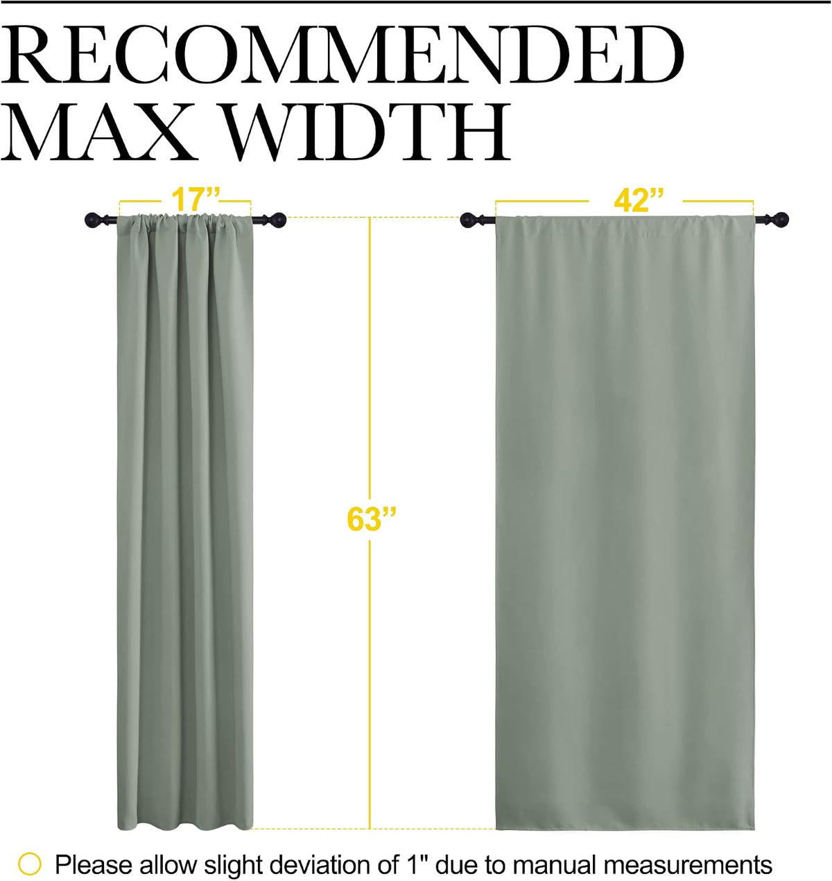 63"L x 42"W polyester curtains in Greyish Green, alternate view 7