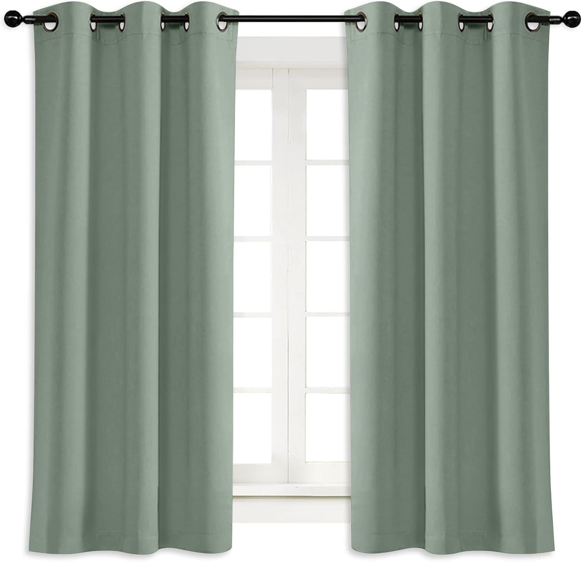 63"L x 42"W polyester curtains in Greyish Green