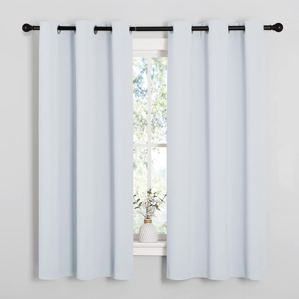 63"L x 42"W polyester curtains in Greyish White, alternate view 2