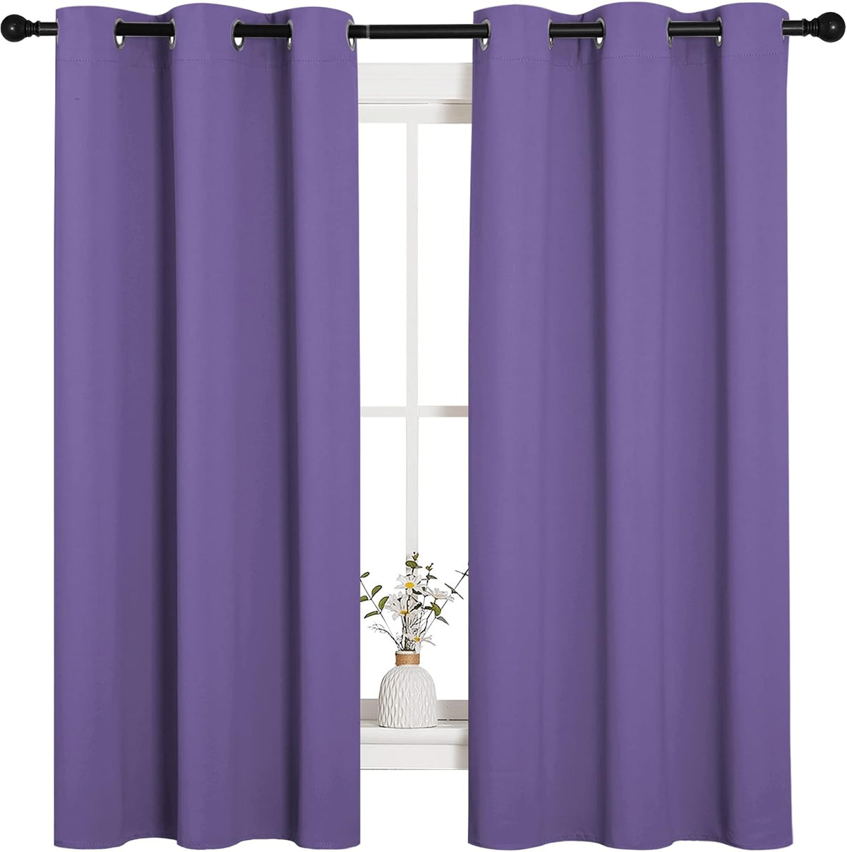 63"L x 42"W polyester curtains in Lilac Purple, alternate view 2