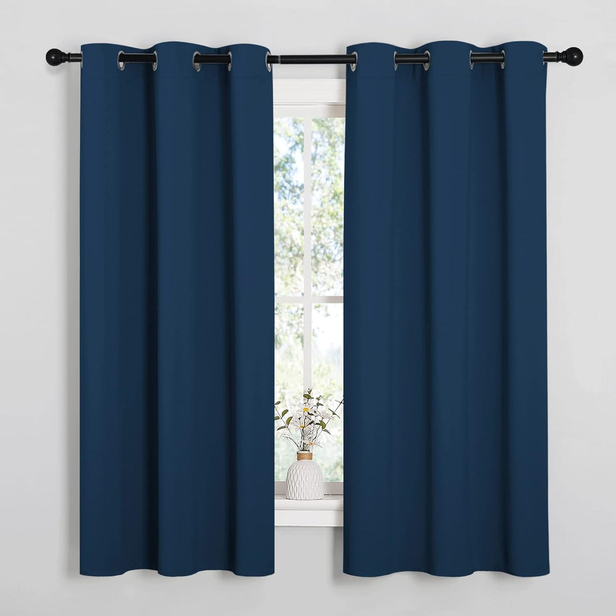 63"L x 42"W polyester curtains in Moroccan Blue