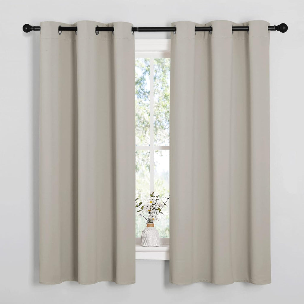 63"L x 42"W polyester curtains in Natural