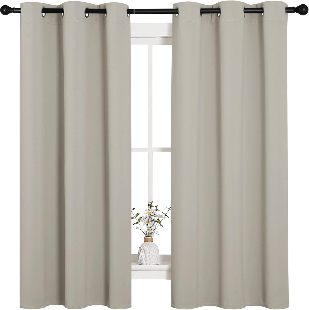 63"L x 42"W polyester curtains in Natural, alternate view 2