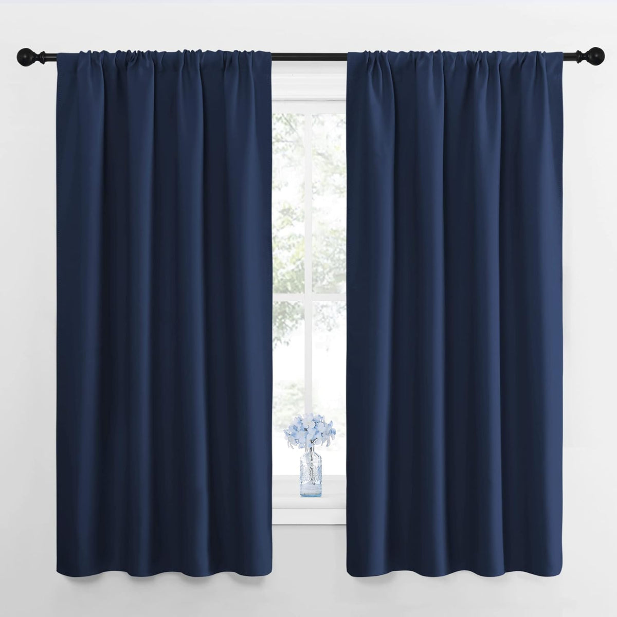 63"L x 42"W polyester curtains in Navy