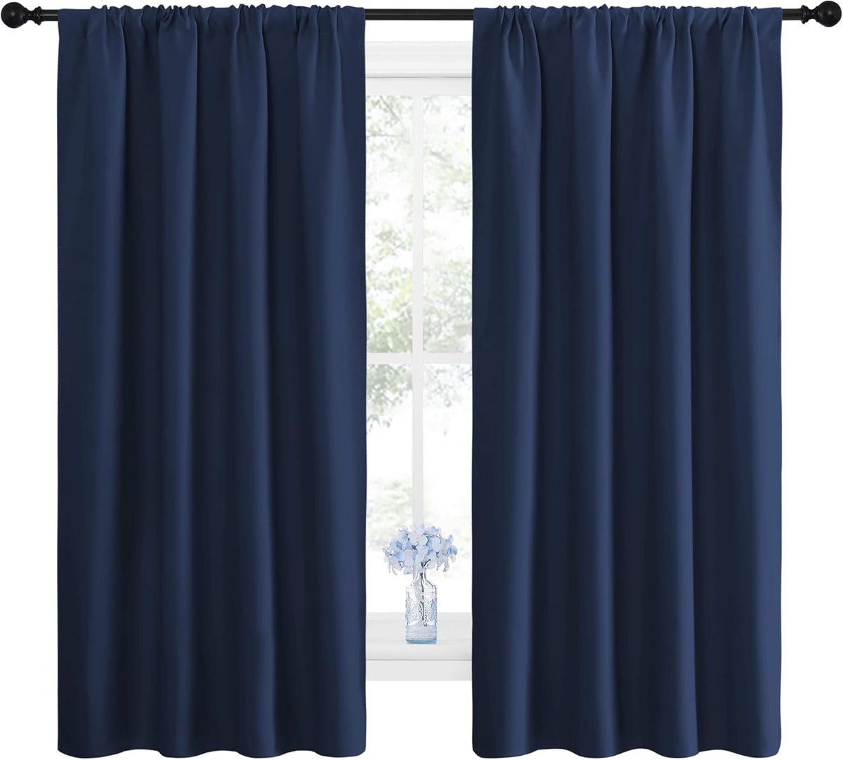 63"L x 42"W polyester curtains in Navy, alternate view 2