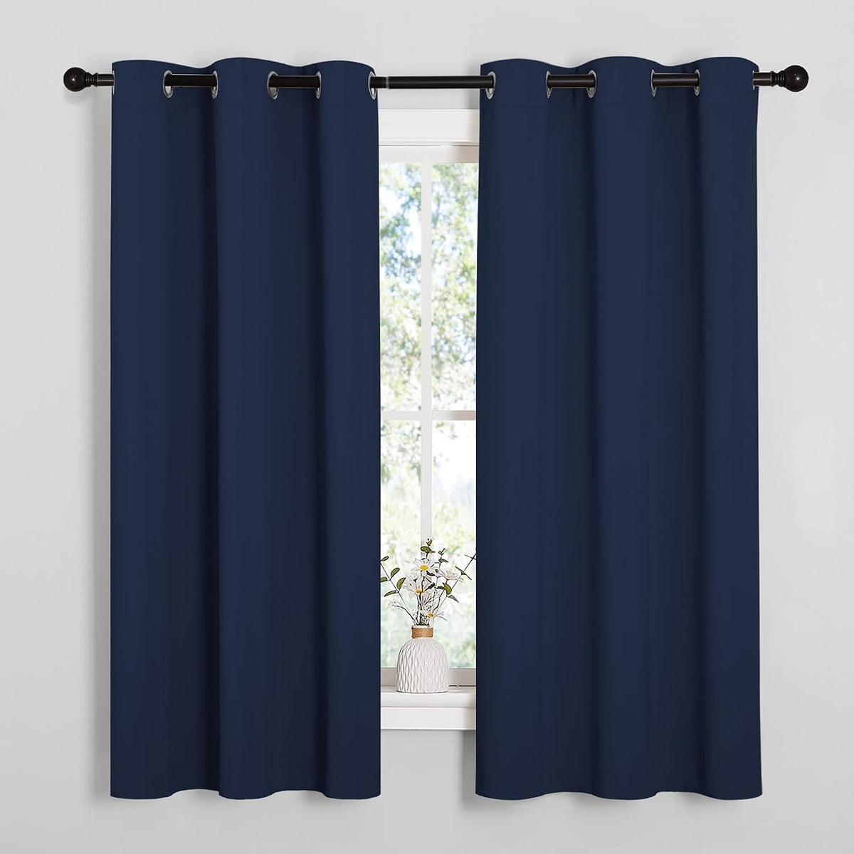 63"L x 42"W polyester curtains in Navy