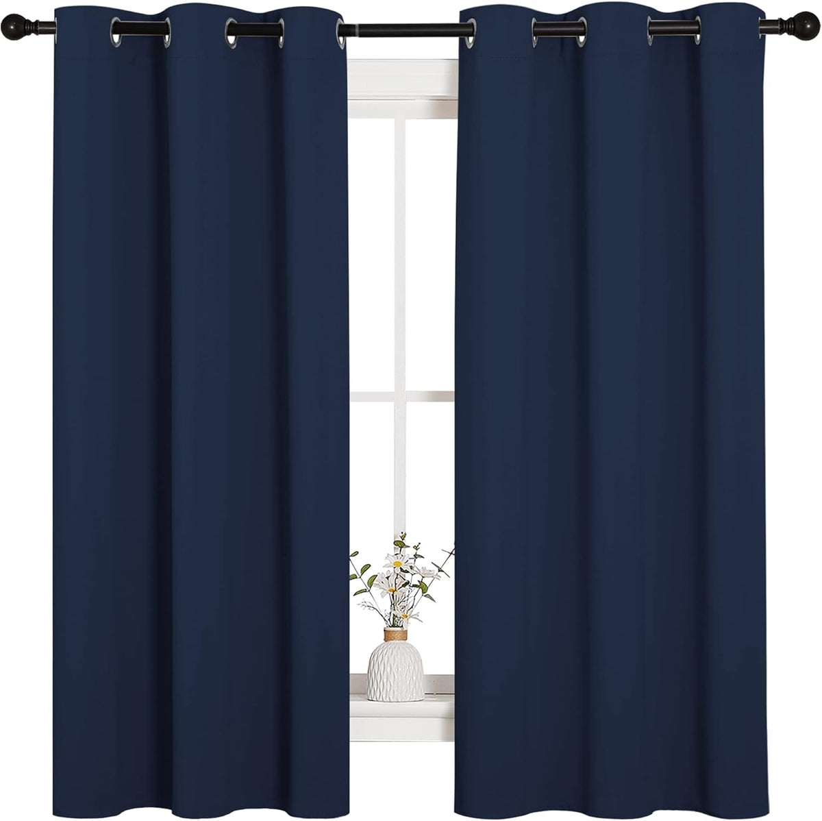 63"L x 42"W polyester curtains in Navy, alternate view 2