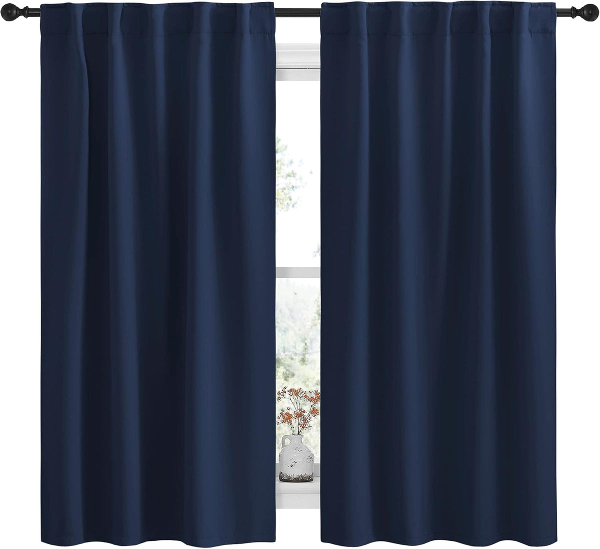 63"L x 42"W polyester curtains in Navy