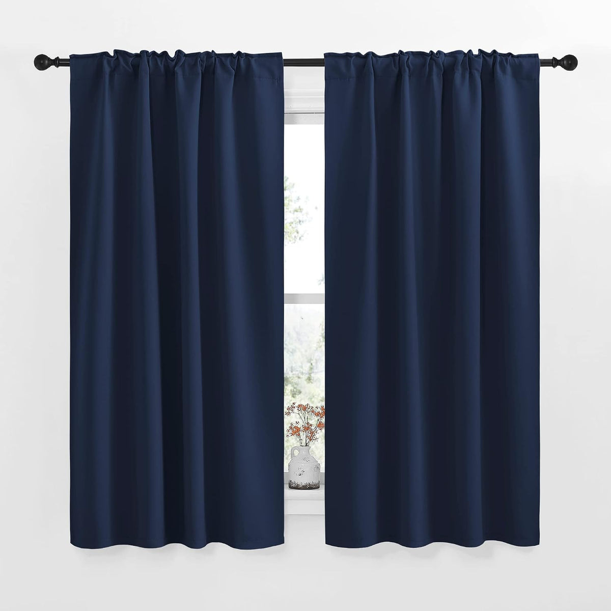 63"L x 42"W polyester curtains in Navy, alternate view 2