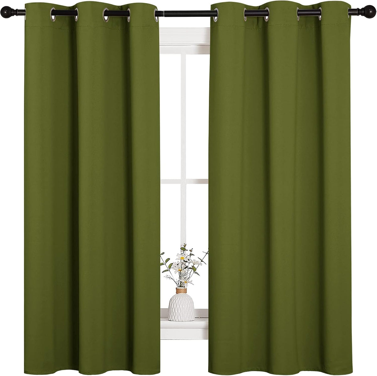 63"L x 42"W polyester curtains in Olive