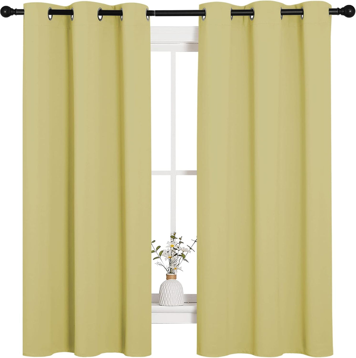 63"L x 42"W polyester curtains in Paler Yellow, alternate view 2