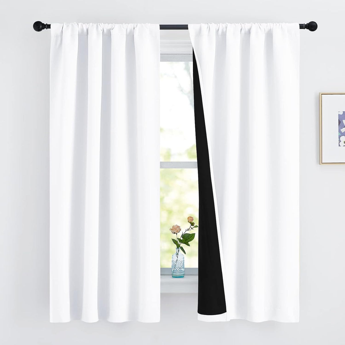 63"L x 42"W polyester curtains in Pure White