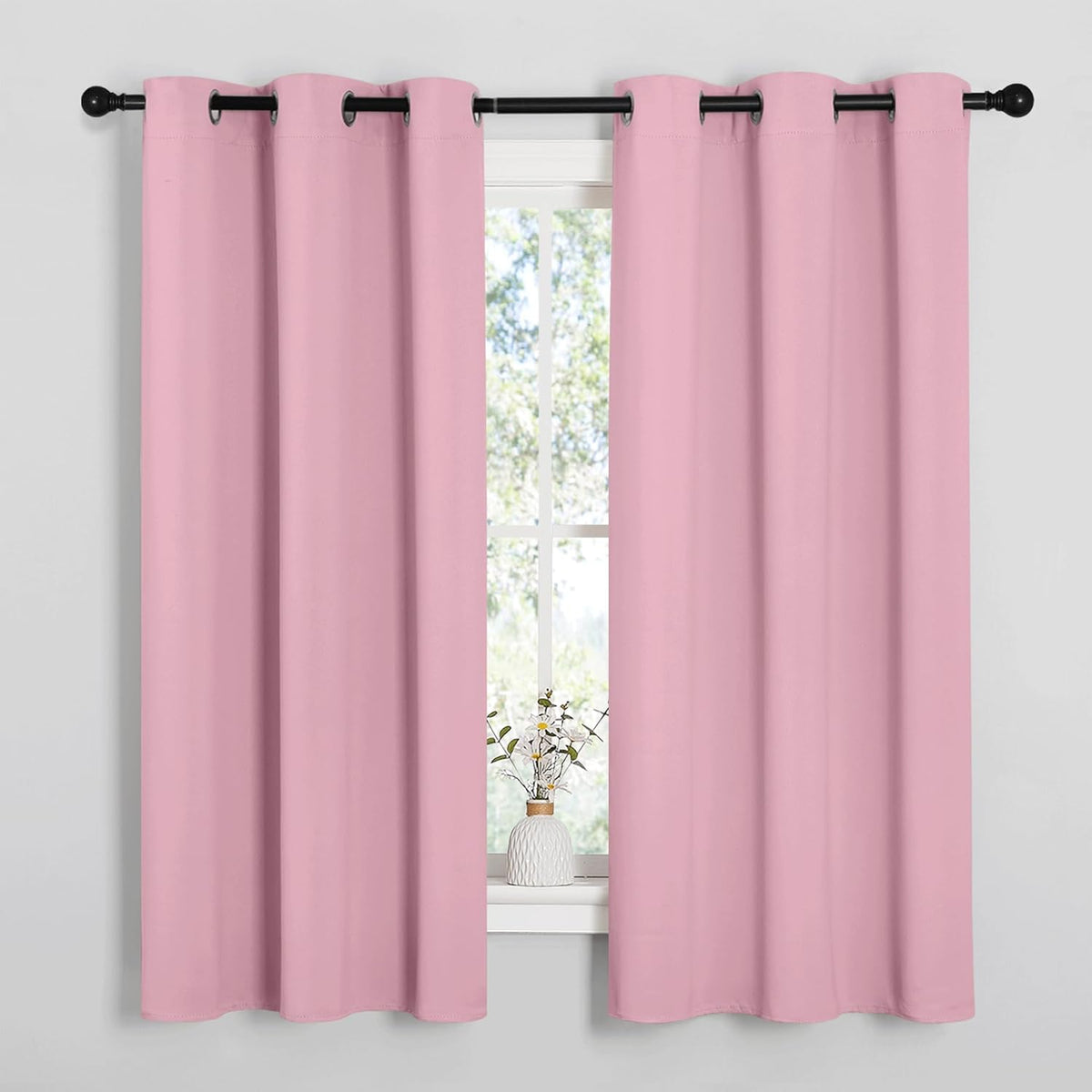 63"L x 42"W polyester curtains in Rouge Pink