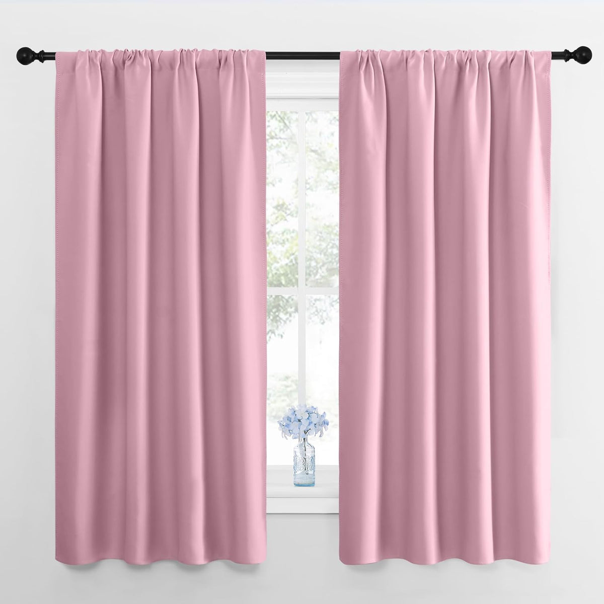 63"L x 42"W polyester curtains in Rouge Pink