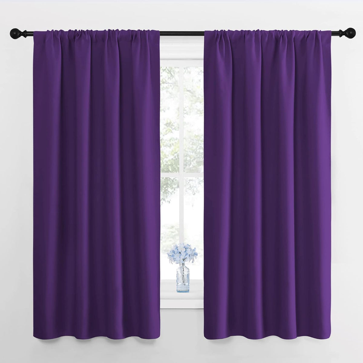 63"L x 42"W polyester curtains in Royal Purple