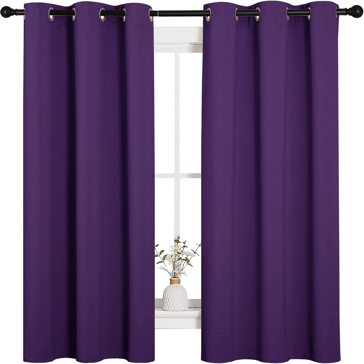 63"L x 42"W polyester curtains in Royal Purple