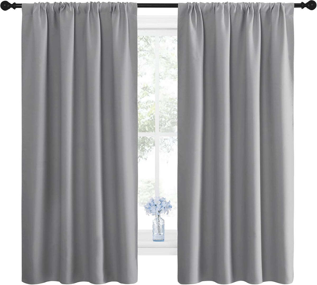 63"L x 42"W polyester curtains in Silver Grey, alternate view 3