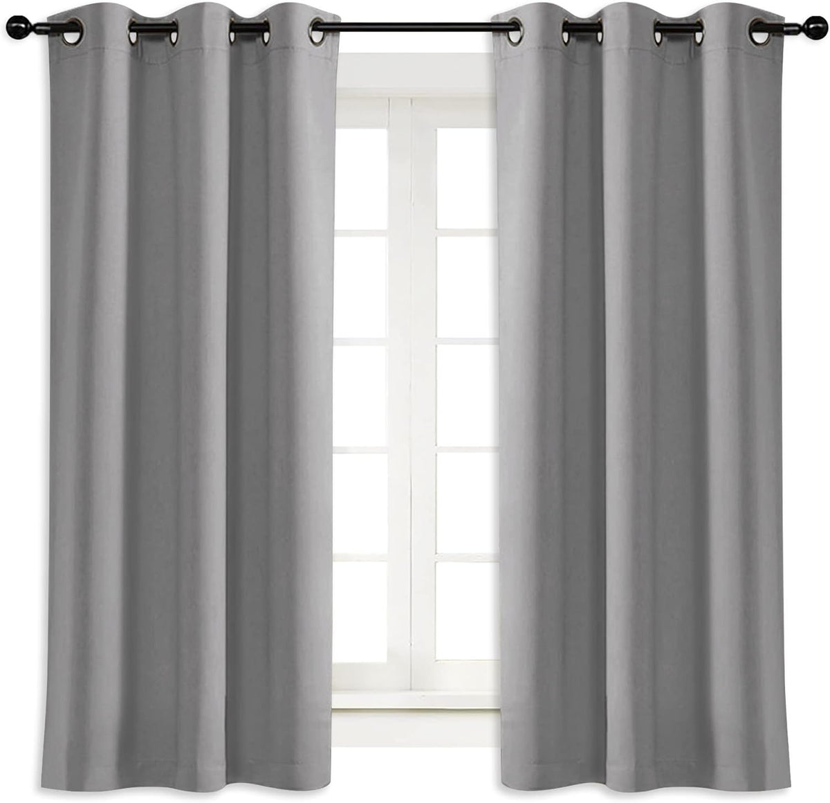 63"L x 42"W polyester curtains in Silver Grey