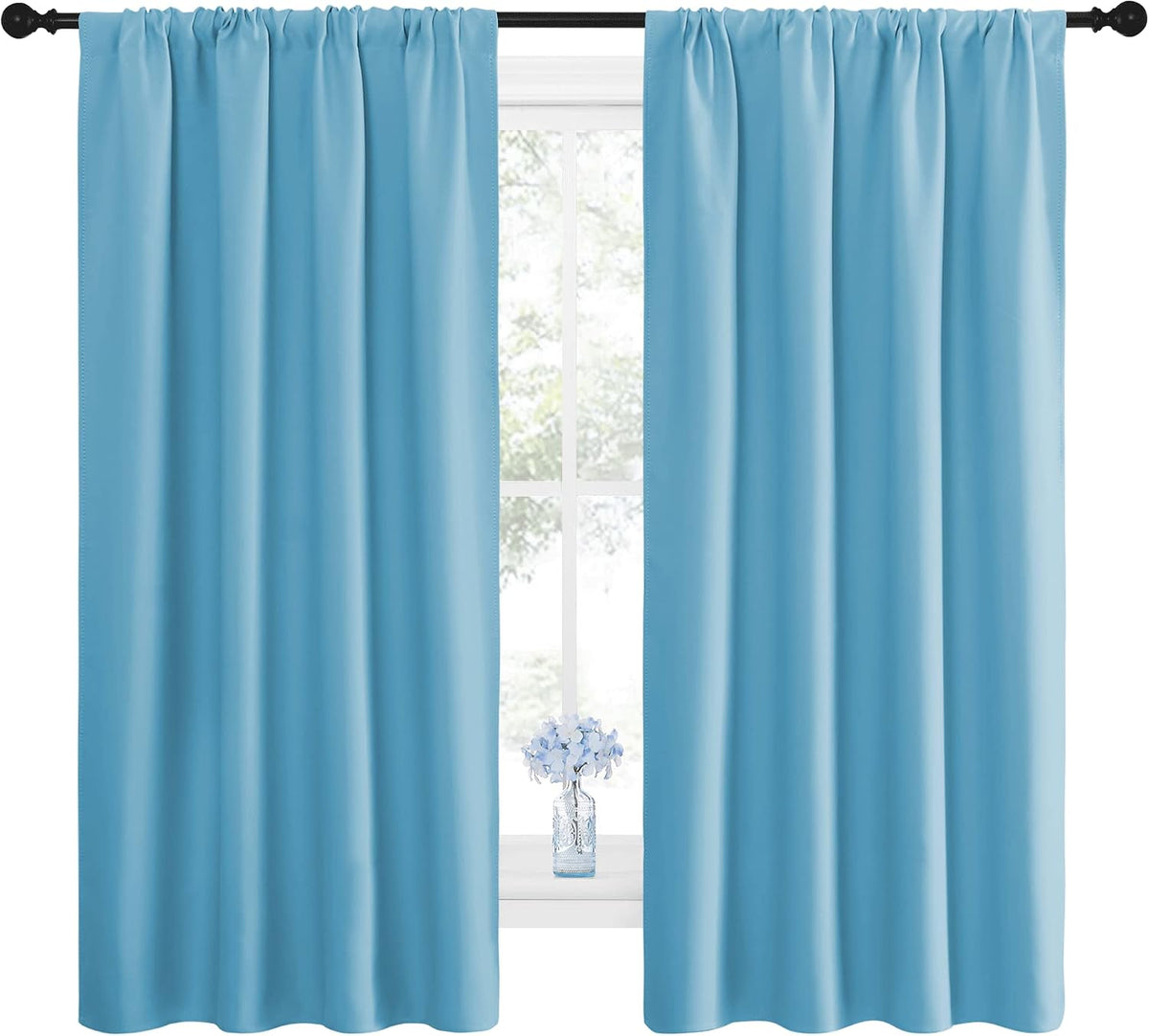 63"L x 42"W polyester curtains in Teal Blue, alternate view 2