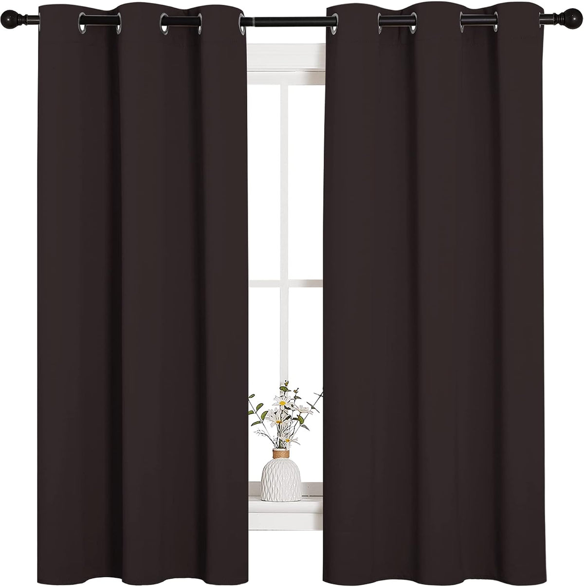 63"L x 42"W polyester curtains in Toffee Brown