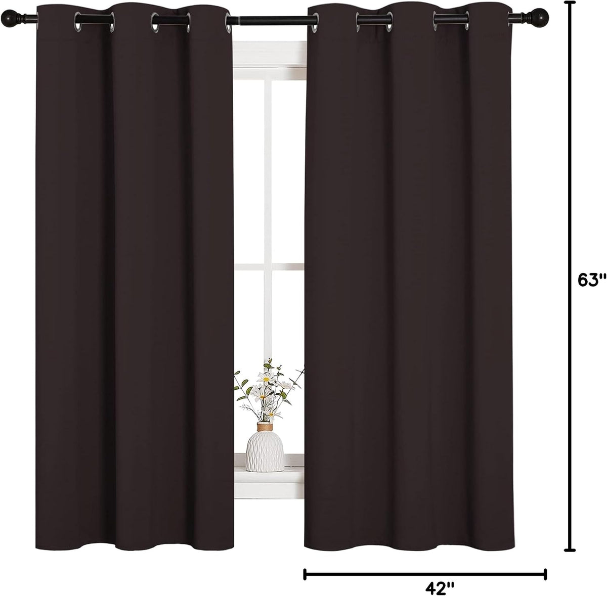63"L x 42"W polyester curtains in Toffee Brown, alternate view 9