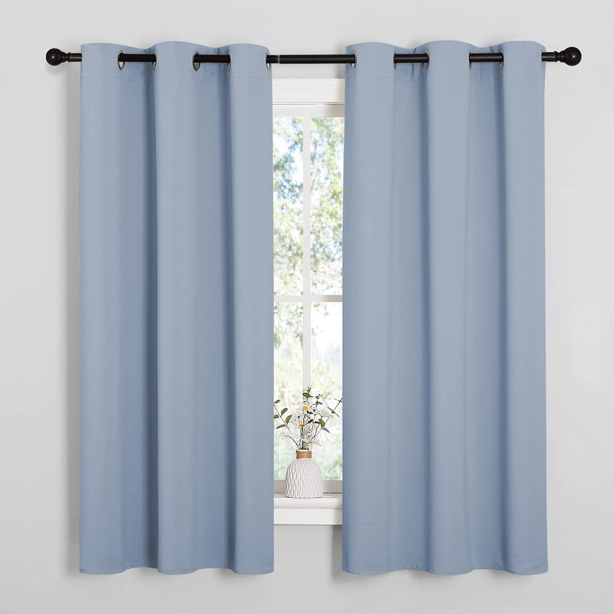 63"L x 42"W polyester curtains in Vintage Blue