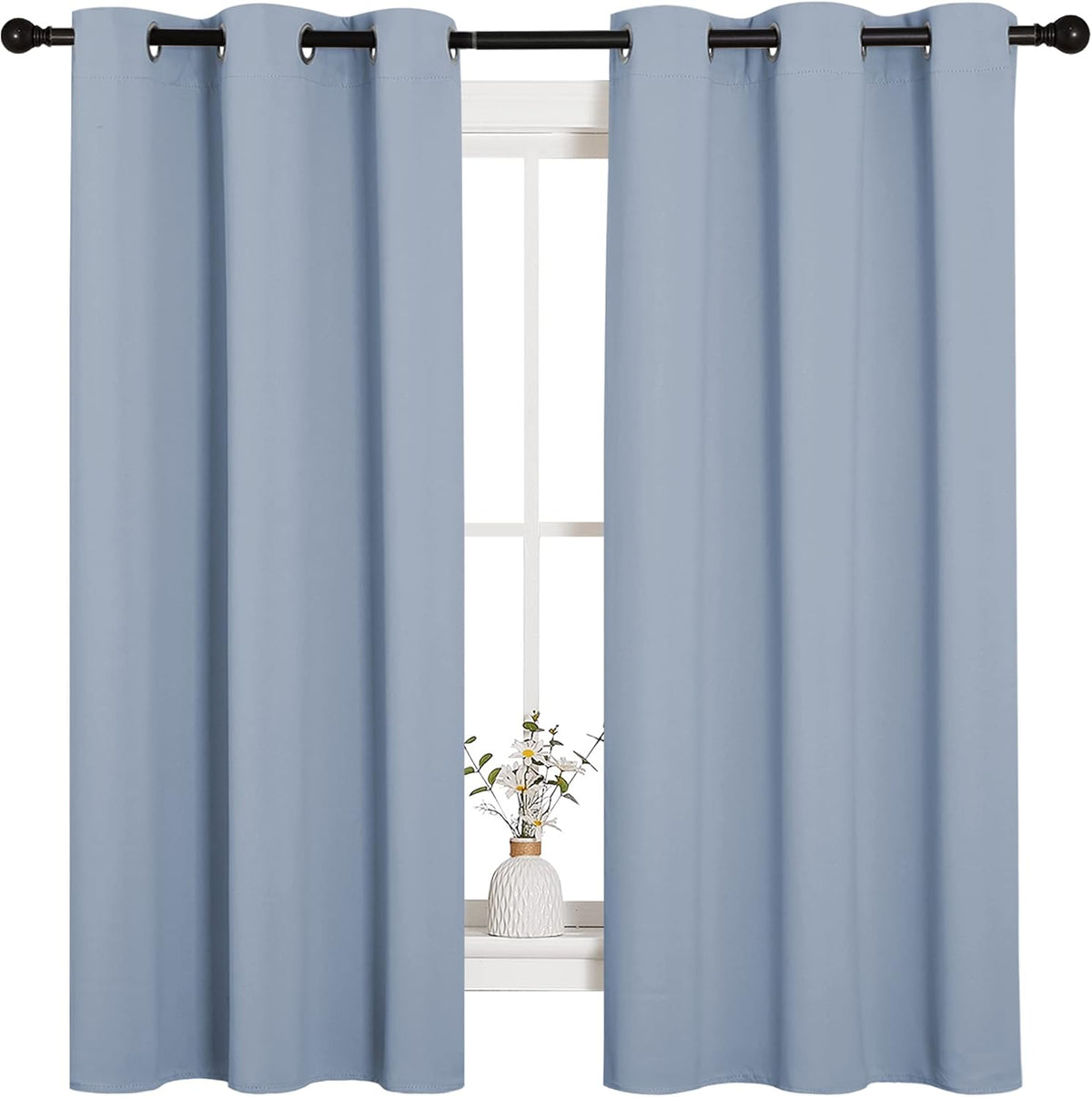 63"L x 42"W polyester curtains in Vintage Blue, alternate view 2