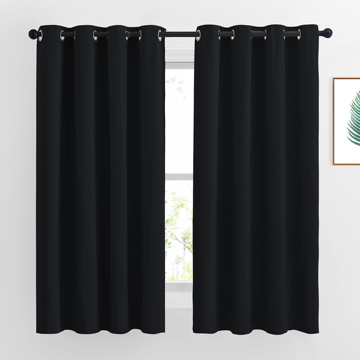 63"L x 52"W fabric curtains in Black