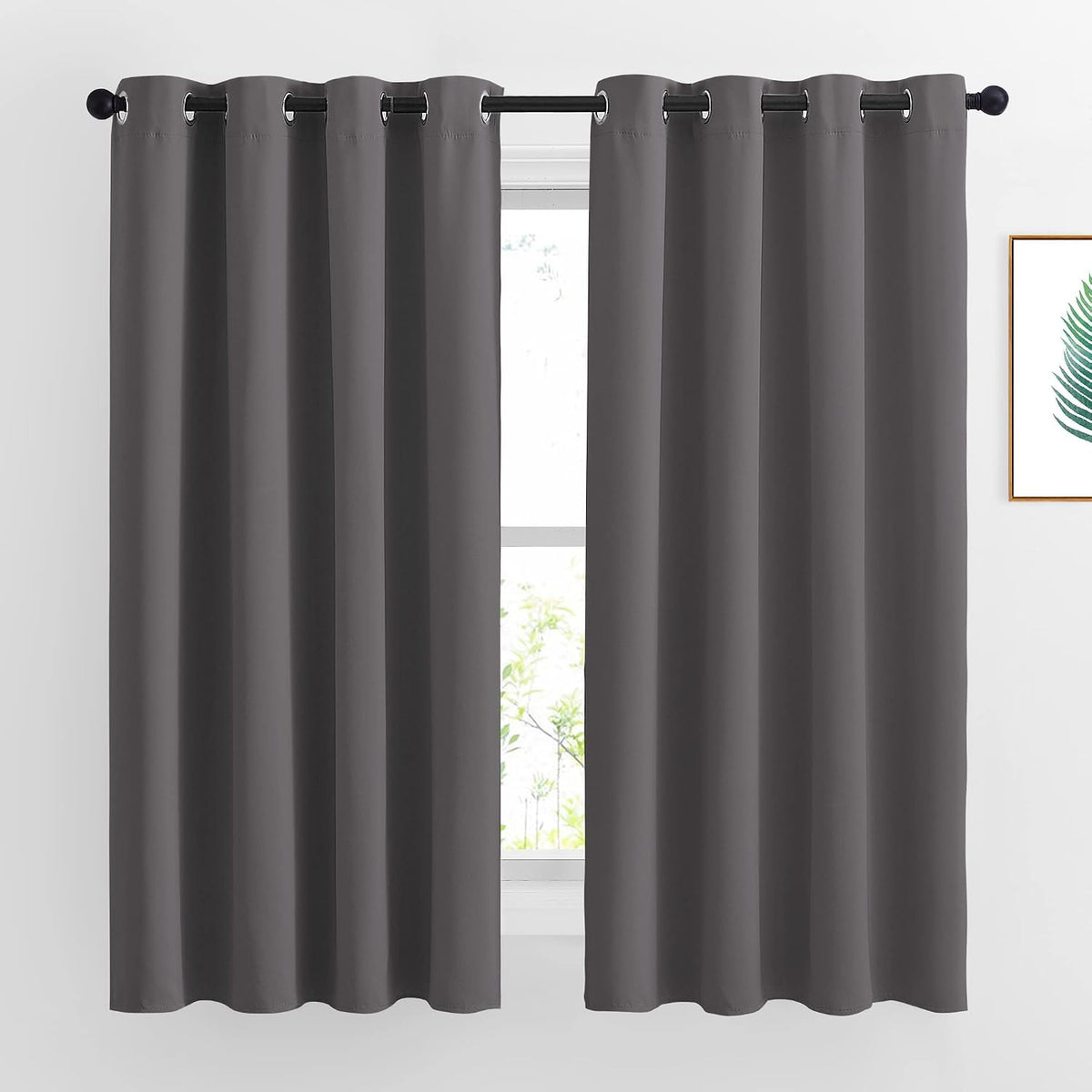 63"L x 52"W fabric curtains in Grey