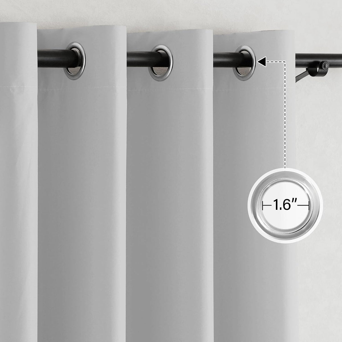 63"L x 52"W fabric curtains in Off White, alternate view 2