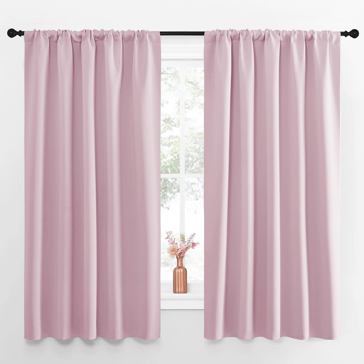 63"L x 52"W polyester curtains in Baby Pink