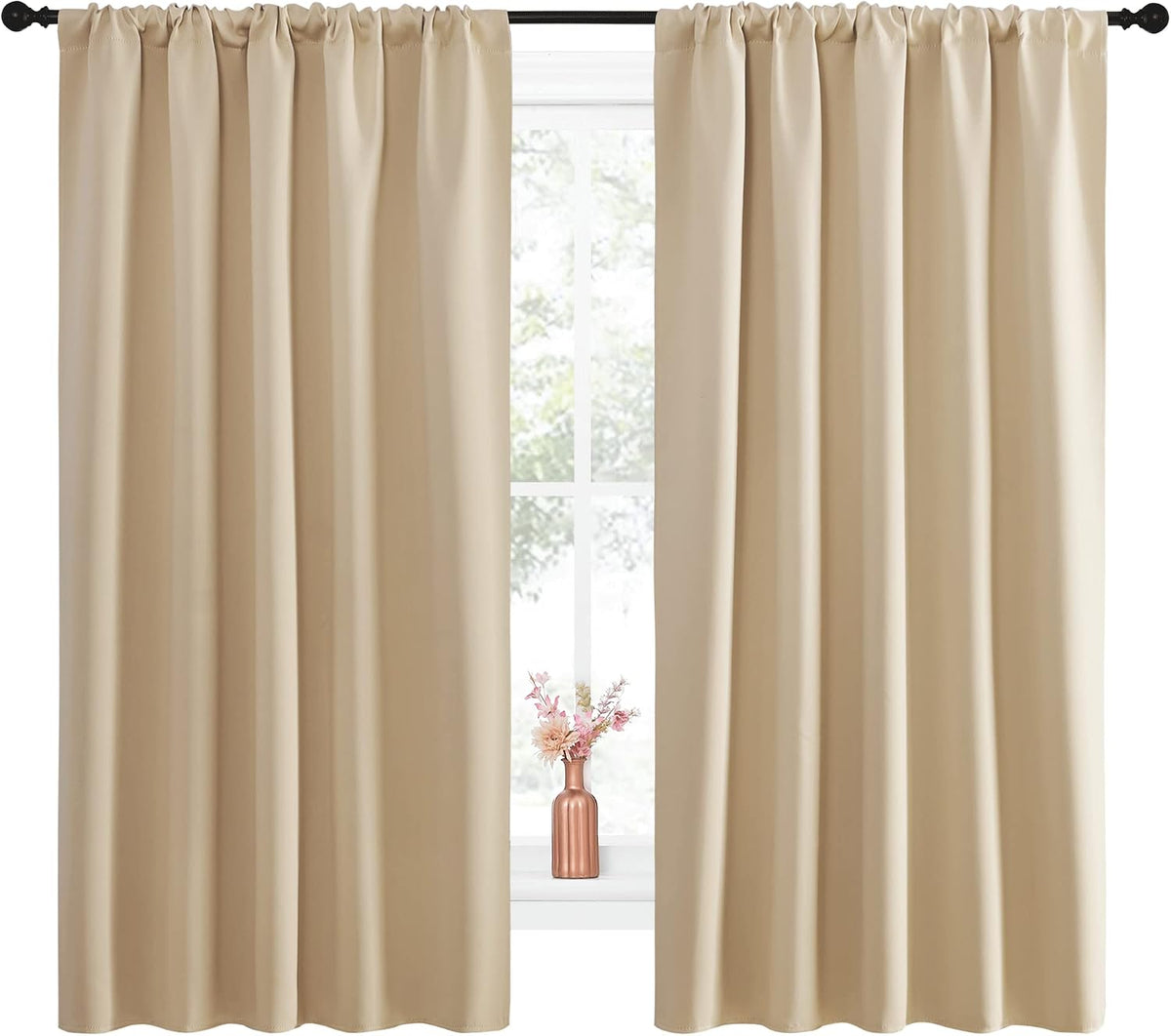 63"L x 52"W polyester curtains in Biscotti Beige, alternate view 2