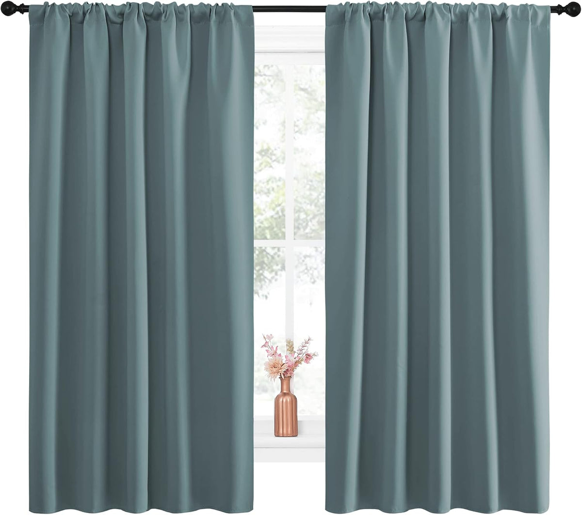 63"L x 52"W polyester curtains in Greyish Blue, alternate view 2
