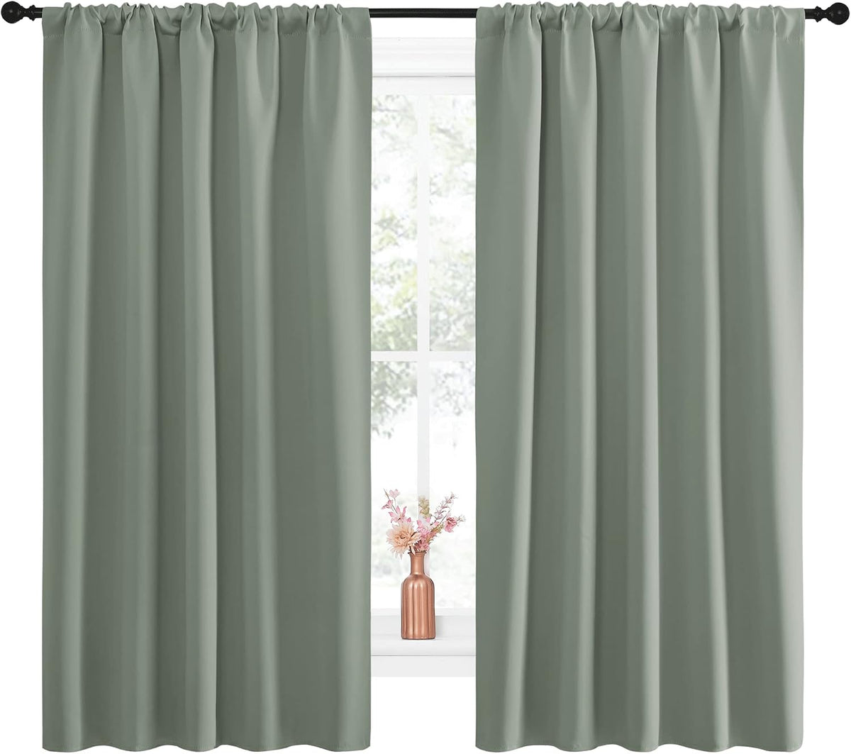 63"L x 52"W polyester curtains in Greyish Green, alternate view 2