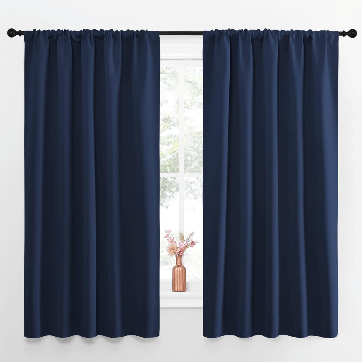 63"L x 52"W polyester curtains in Navy