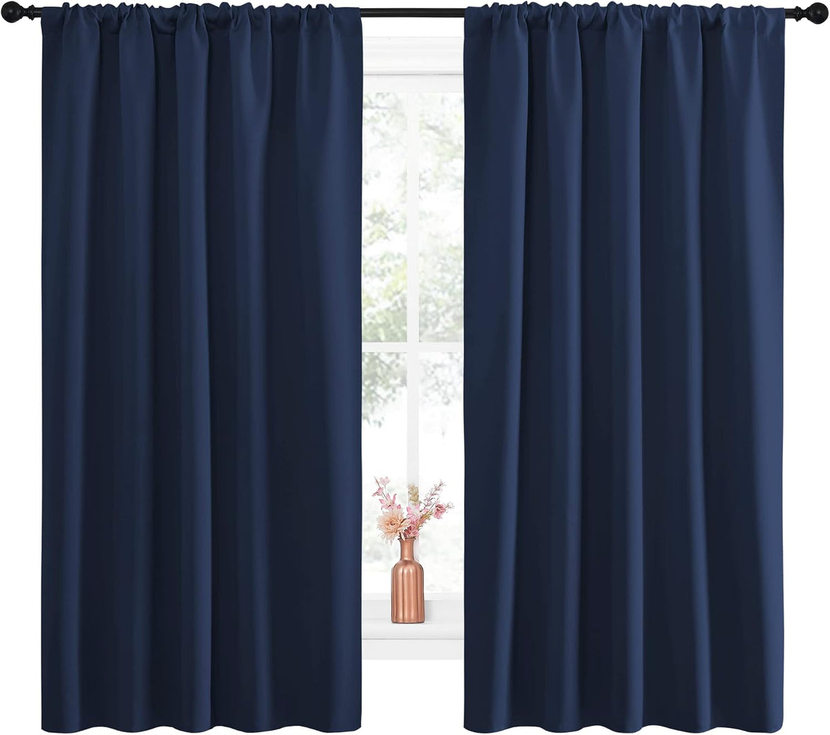 63"L x 52"W polyester curtains in Navy, alternate view 2