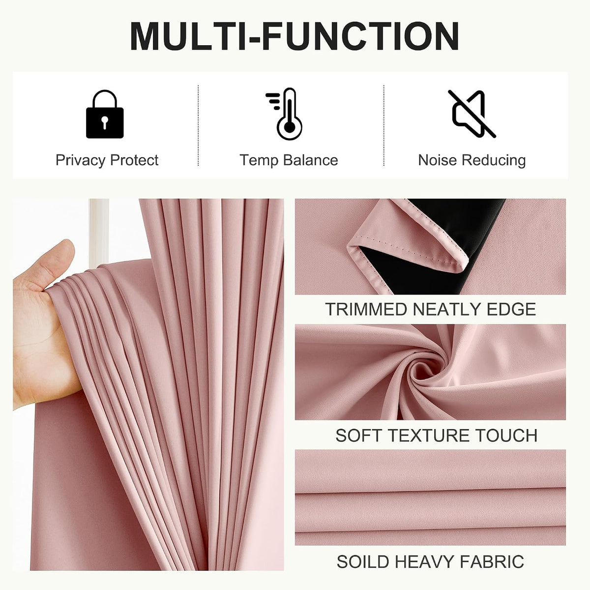 63"L x 52"W polyester curtains in Peach Pink, alternate view 7