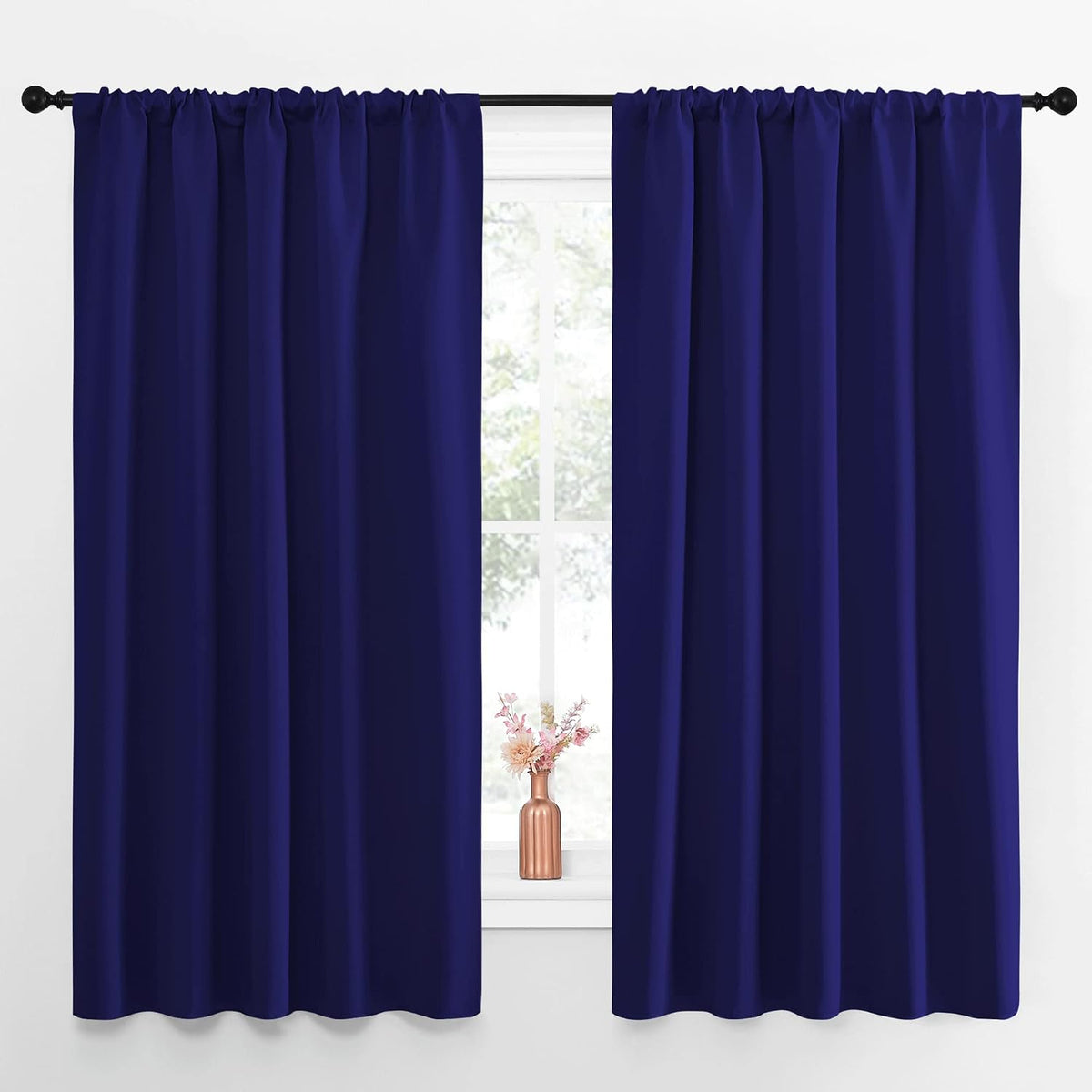 63"L x 52"W polyester curtains in Royal Blue