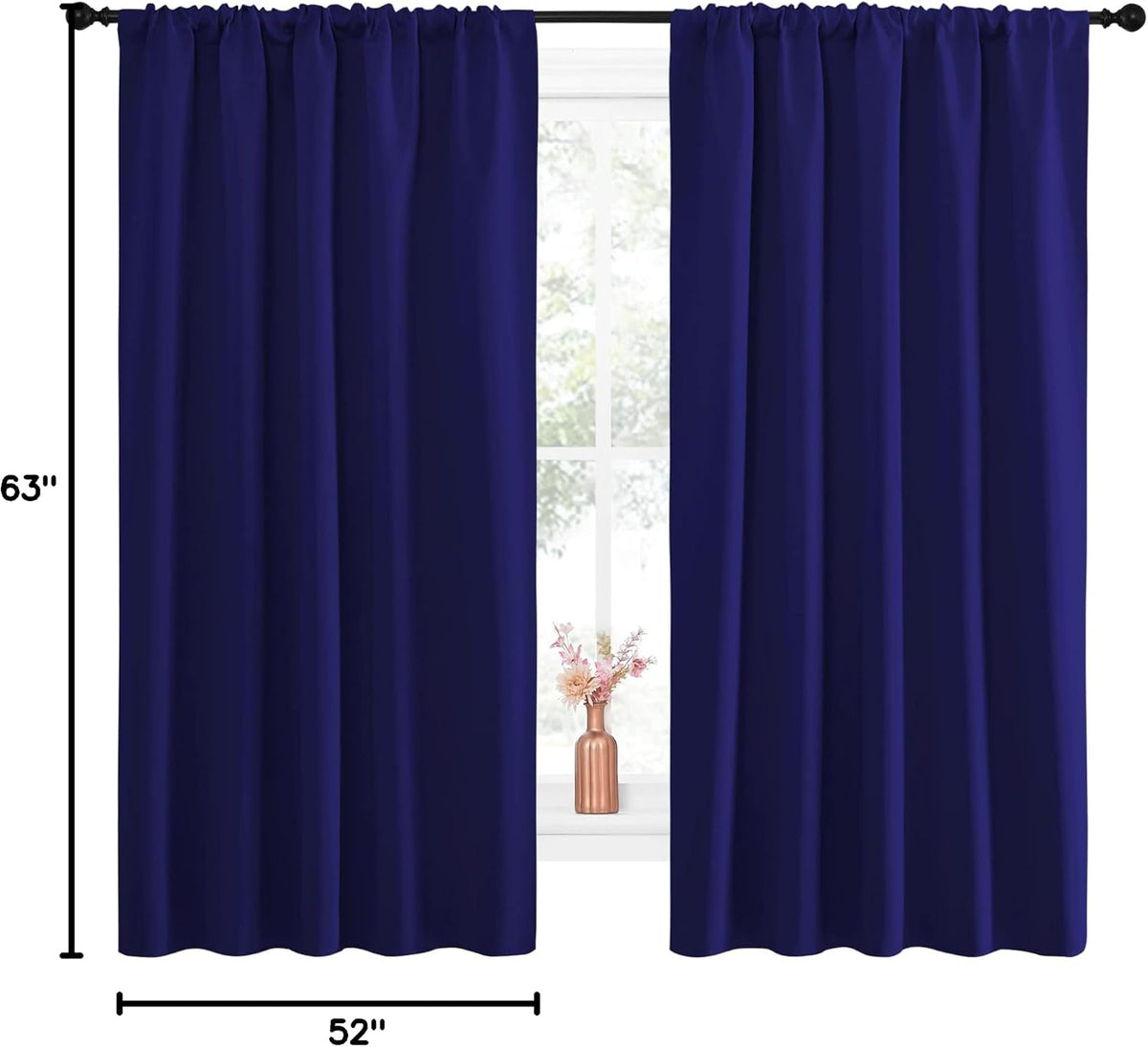 63"L x 52"W polyester curtains in Royal Blue, alternate view 10