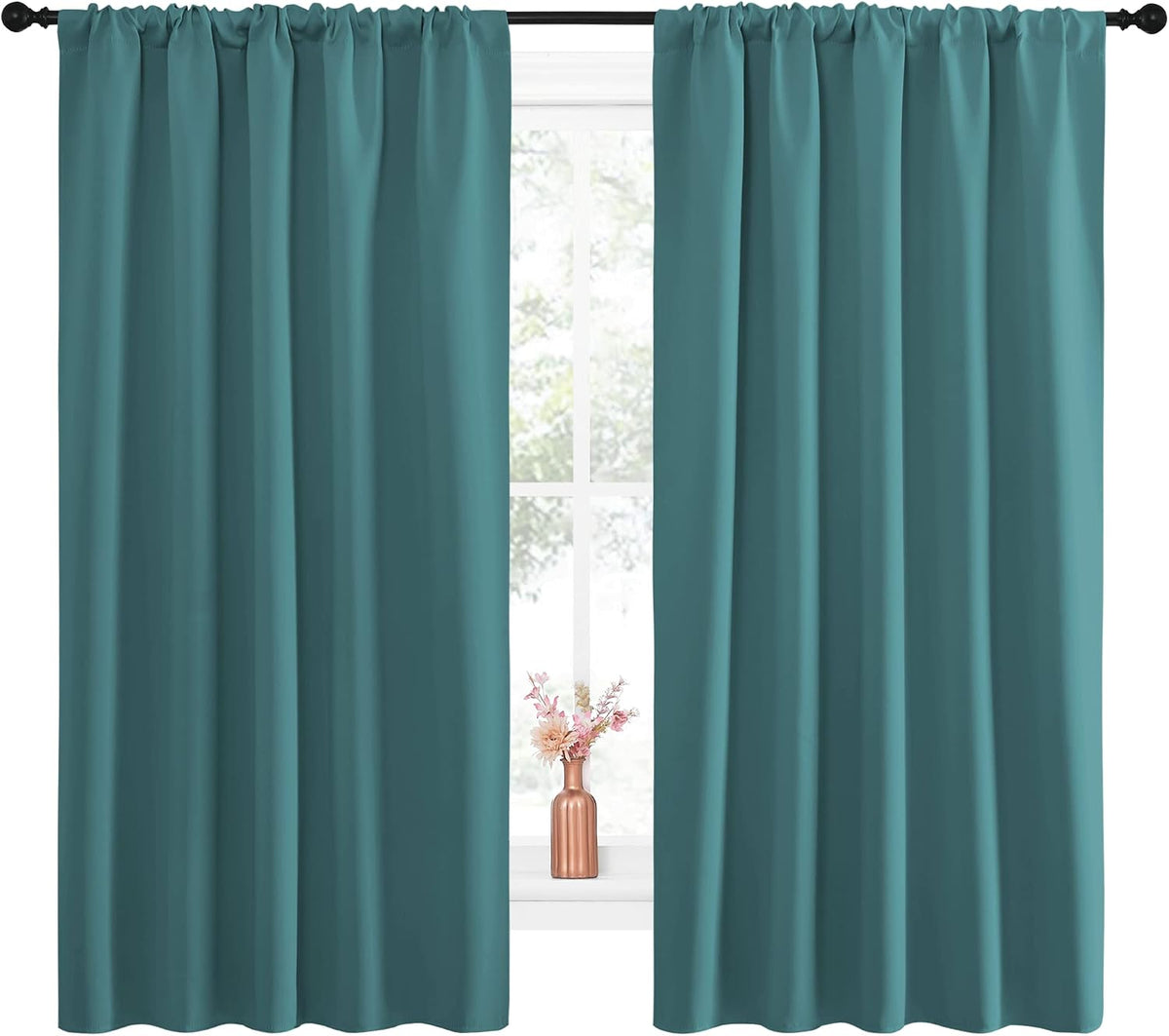 63"L x 52"W polyester curtains in Sea Teal, alternate view 2