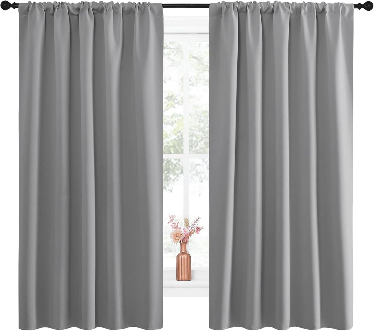 63"L x 52"W polyester curtains in Silver Grey, alternate view 2