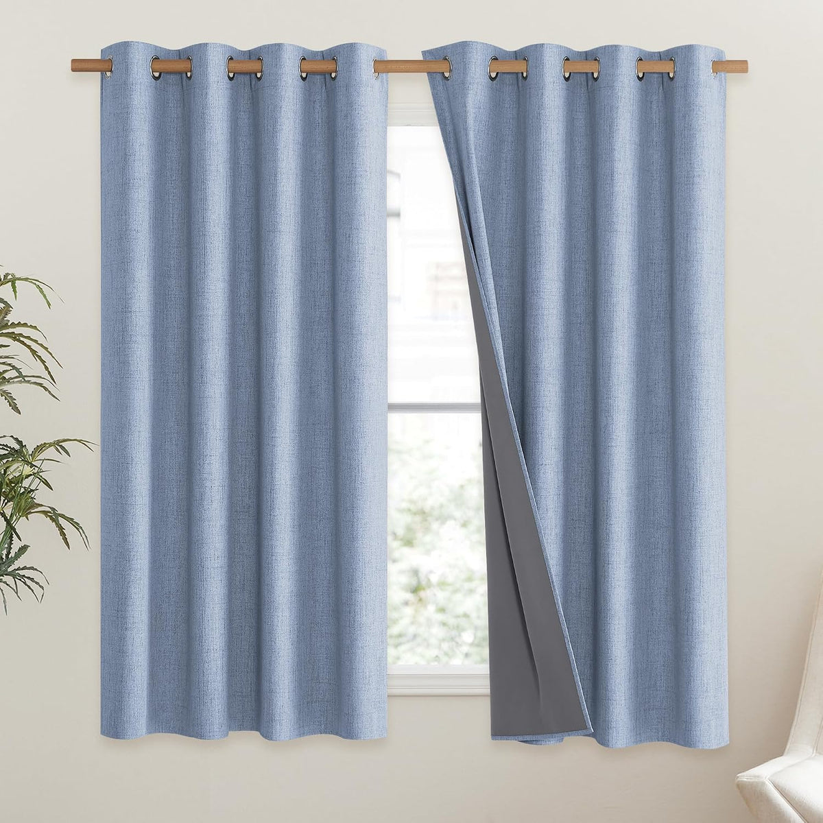 63"L x 52"W polyester curtains in Stone Blue, alternate view 2