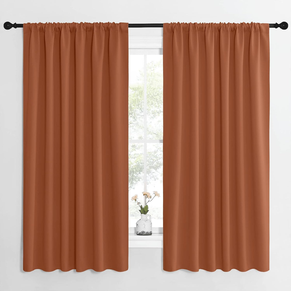 63"L x 62"W polyester curtains in Burnt Orange