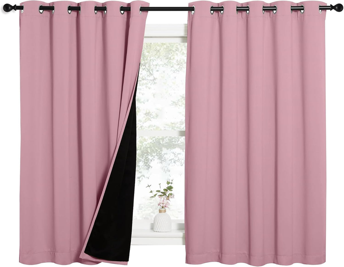 63"L x 62"W polyester curtains in Crystal Pink