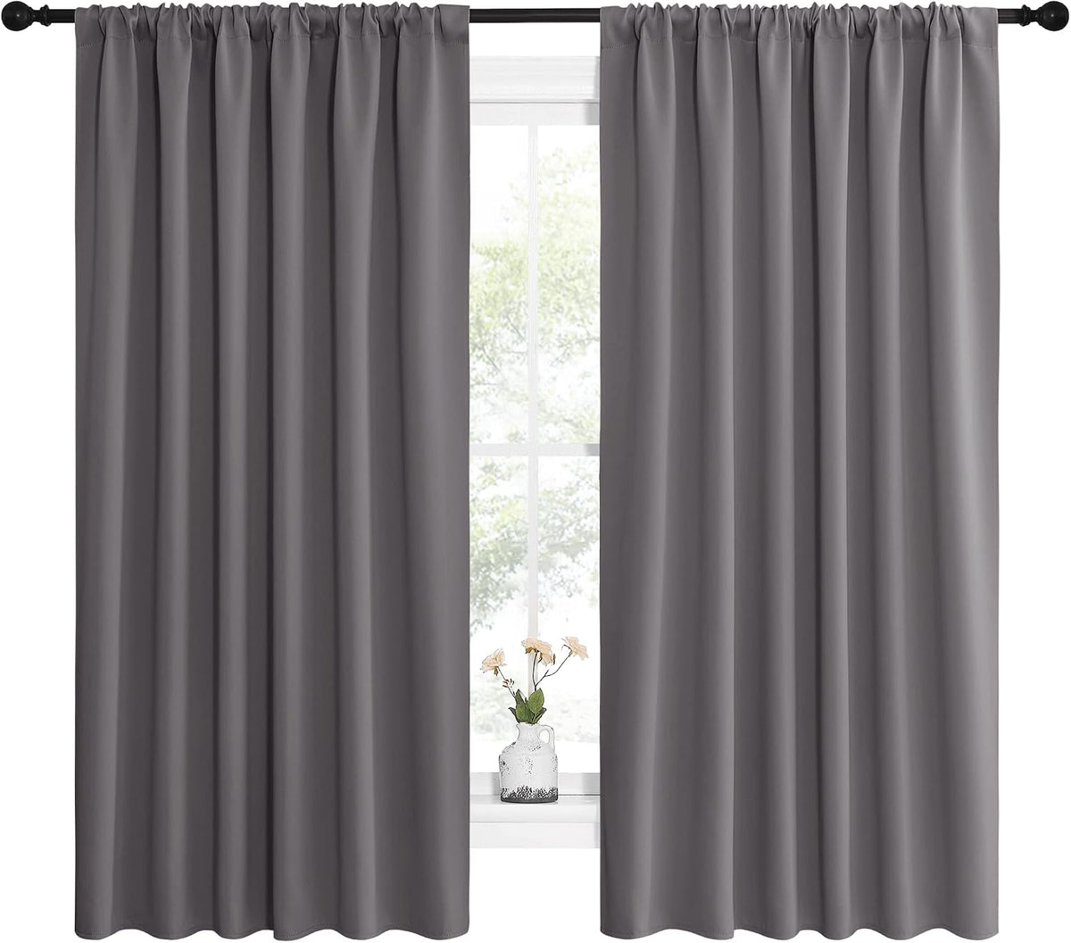 63"L x 62"W polyester curtains in Grey, alternate view 2