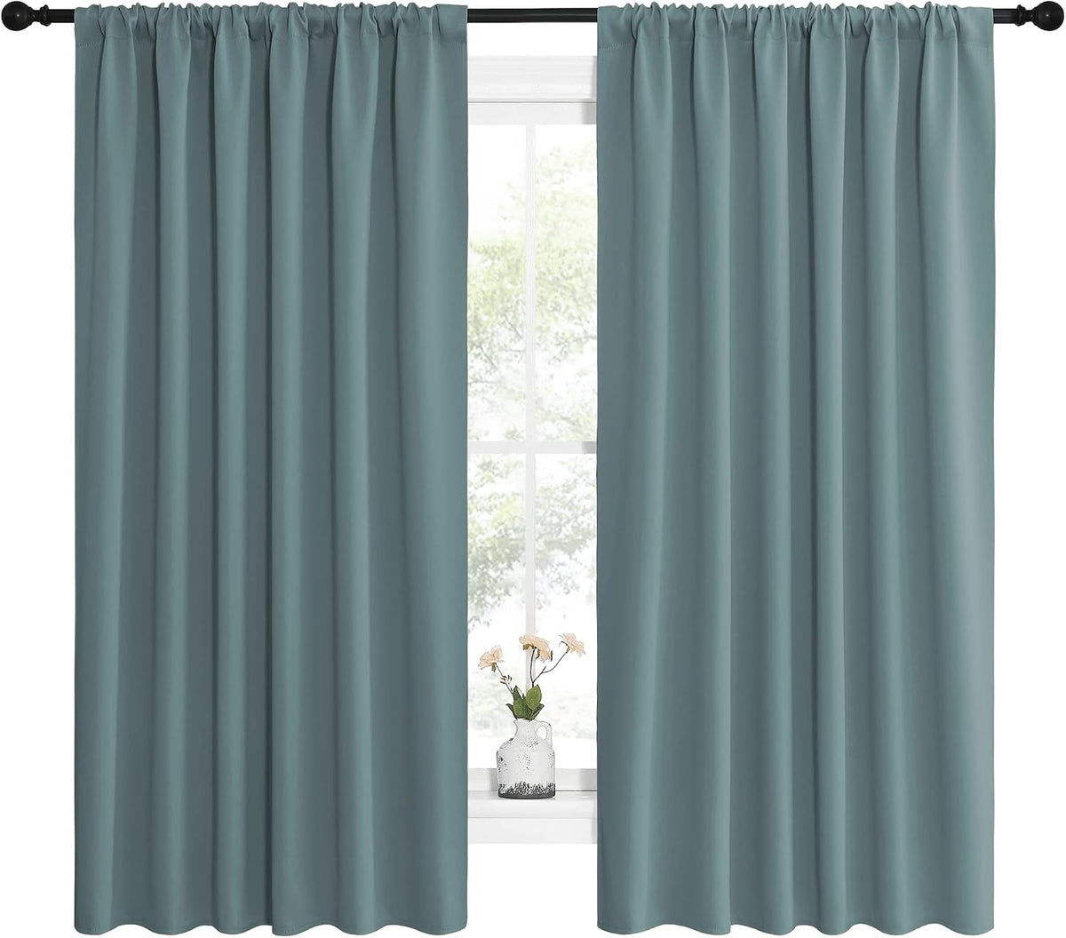 63"L x 62"W polyester curtains in Greyish Blue, alternate view 2